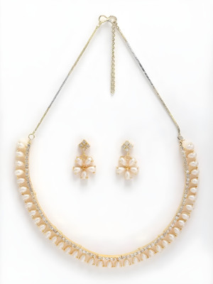 SHUCHI Alloy Gold-plated White Jewellery Set(Pack of 3)