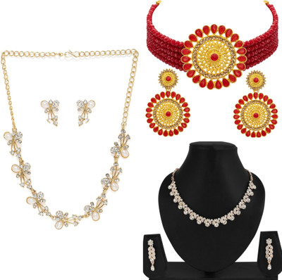 R A Enterprises Alloy Gold-plated, Copper Red, Rose Gold, White Jewellery Set(Pack of 6)