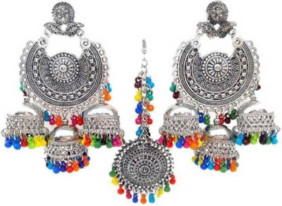 tun tun stor Oxidised Silver Silver Multicolor Jewellery Set(Pack of 1)