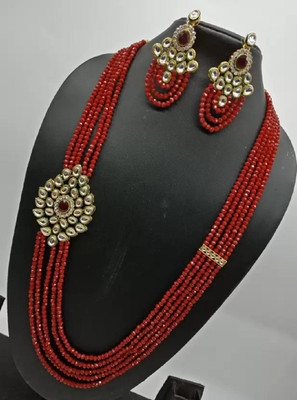 house of common Alloy Gold-plated Maroon Jewellery Set(Pack of 1)