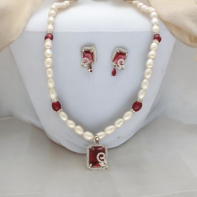 Sri Jagdamba Pearls Alloy Gold-plated White Jewellery Set(Pack of 3)