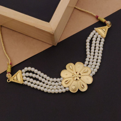 harikrushna enterprise Metal Gold-plated White Jewellery Set(Pack of 1)