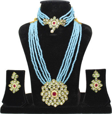 Nifty Crystal Gold-plated Blue Jewellery Set(Pack of 6)