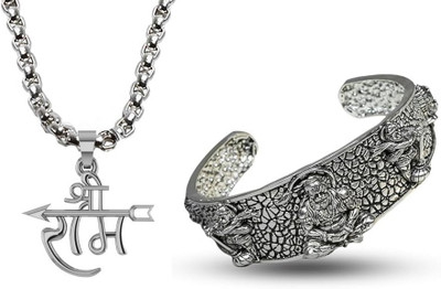 Adhvik Stainless Steel Silver Jewellery Set(Pack of 2)