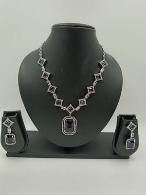 Ambrish Alloy Rhodium Purple, White, Silver Jewellery Set(Pack of 3)