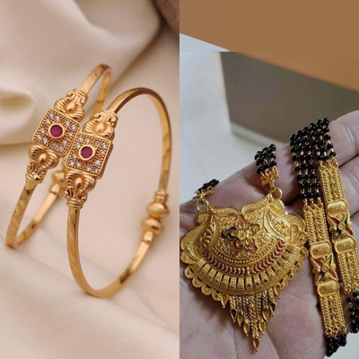 Divastri Brass Gold-plated Red, Ruby Red Jewellery Set(Pack of 2)