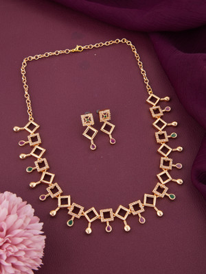 Rangrozo Jewellery Zircon Gold-plated Plated Copper Necklace