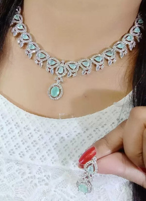 DENICRAAS Alloy Silver Green, Silver Jewellery Set(Pack of 1)
