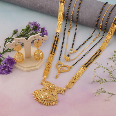 theostrichcollection Brass Gold-plated Black Jewellery Set(Pack of 1)