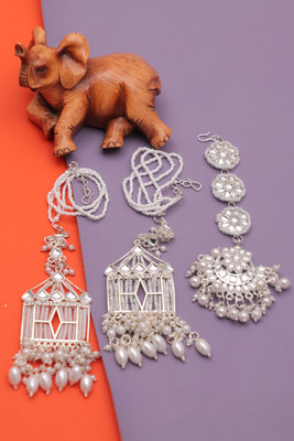 VISITART JEWELLERY Alloy Gold-plated White Jewellery Set(Pack of 3)