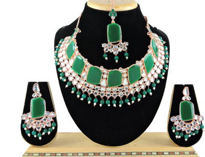 VATSALYA creation Alloy Gold-plated Black Jewellery Set(Pack of 3)