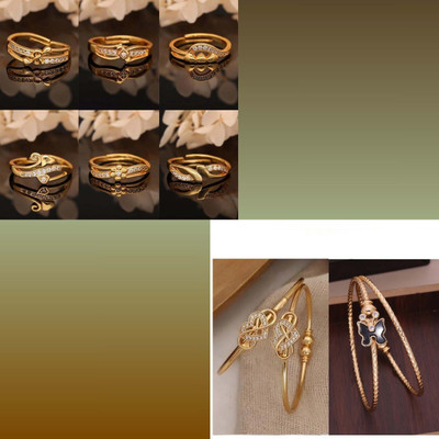 VEDDAA Brass Gold-plated Gold Jewellery Set(Pack of 8)