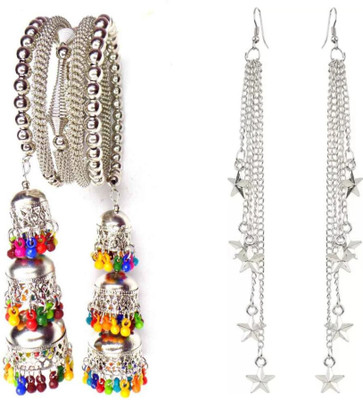 MA Enterprises Alloy Sterling Silver, Gold-plated, Black Silver Silver, Gold, Black Jewellery Set(Pack of 3)