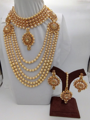 Ruhi Alloy Gold-plated Beige Jewellery Set(Pack of 1)