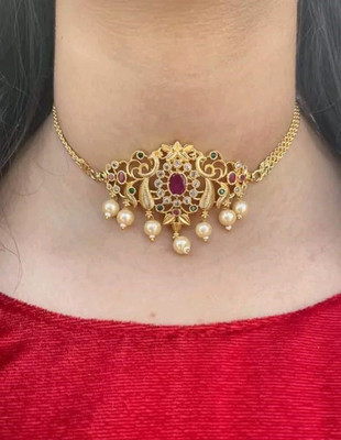 KEYMAX Alloy Gold-plated Red Jewellery Set(Pack of 1)