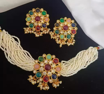 SatnamCreation Alloy Gold-plated Multicolor Jewellery Set(Pack of 1)