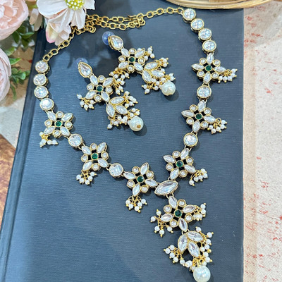 JN Handicraft Alloy Copper Green, White Jewellery Set(Pack of 1)