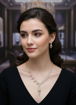 AZMAL TRADER Brass Rose Gold Jewellery Set(Pack of 1)