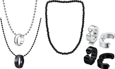 Okos Alloy Rhodium Black, Silver Jewellery Set(Pack of 5)