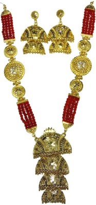 PanEnterprises Oxidised Silver Red Jewellery Set(Pack of 1)