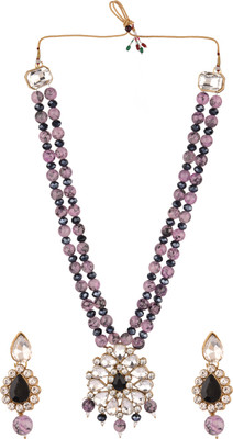 White pearl Alloy Gold-plated Purple Jewellery Set(Pack of 1)