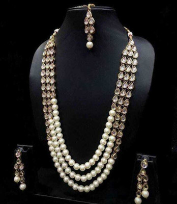 Roshni Creation Alloy White Jewellery Set(Pack of 1)