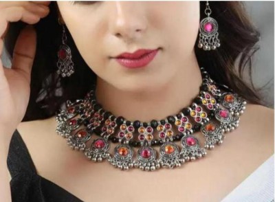 ishaanvi fashion Oxidised Silver Multicolor Jewellery Set(Pack of 1)