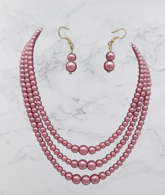 Zooni Collections Mother of Pearl Purple Jewellery Set(Pack of 1)