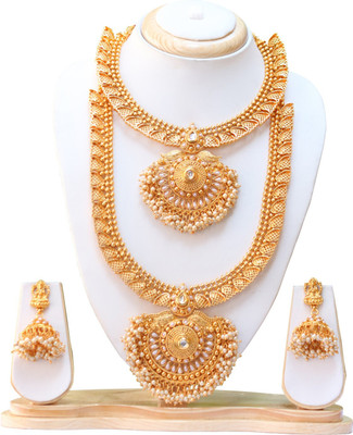 Ethnicking Alloy Gold-plated White, Gold Jewellery Set(Pack of 1)