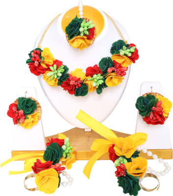 TheQueenVibes Fabric Yellow, Red, Green Jewellery Set(Pack of 1)