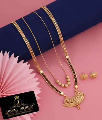 Jewel WORLD Brass, Alloy Gold-plated Gold, Black Jewellery Set(Pack of 3)