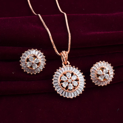 Admier Brass Sterling Silver Brown Jewellery Set(Pack of 1)