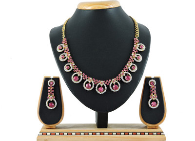 KAHAR CREATION Alloy Gold-plated Pink Jewellery Set(Pack of 1)