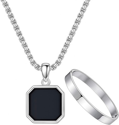 ANSHXPANSE Stainless Steel Silver Silver Jewellery Set(Pack of 2)