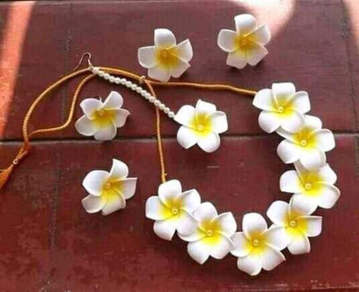 Shiv Fabric White, Yellow Jewellery Set(Pack of 1)