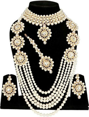 SHIV TRADITIONALS Alloy Gold-plated White Jewellery Set(Pack of 1)