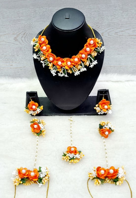 kalp creations Fabric Orange Jewellery Set(Pack of 1)