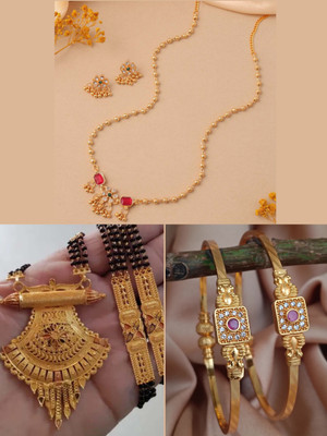 Sangria Brass Gold-plated White, Gold Jewellery Set(Pack of 3)