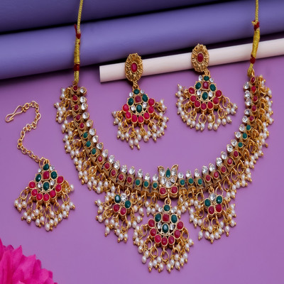 VISITART JEWELLERY Alloy Gold-plated Multicolor Jewellery Set(Pack of 3)