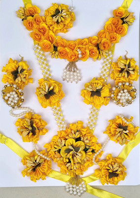 HANDEZZ Fabric Yellow Jewellery Set(Pack of 3)