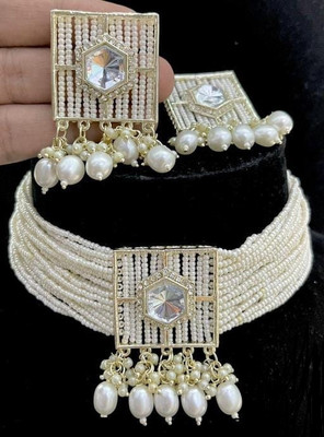 RAHI ENTERPRISE Alloy Gold-plated White Jewellery Set(Pack of 1)