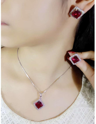 MK Gallery Alloy Red Jewellery Set(Pack of 1)