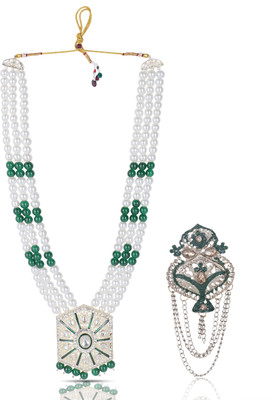 jiyanshi fashion Glass Gold-plated Green, White Jewellery Set(Pack of 1)
