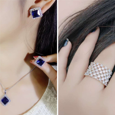 mattrachaya Alloy Sterling Silver, Gold-plated Blue, Silver Jewellery Set(Pack of 3)