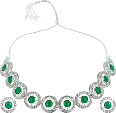Oomph Alloy Silver Green, Silver Jewellery Set(Pack of 2)