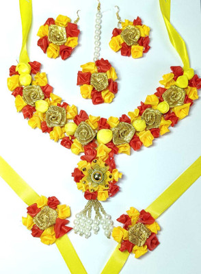 Life Style Collections Fabric Red, Yellow Jewellery Set(Pack of 6)