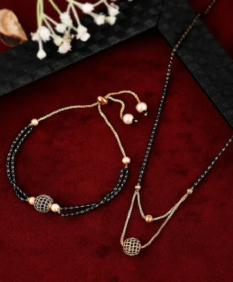 SRK Fashions Alloy Gold-plated Black Jewellery Set(Pack of 1)