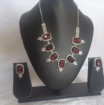 Anjani fashion Alloy Silver White, Red Jewellery Set(Pack of 1)