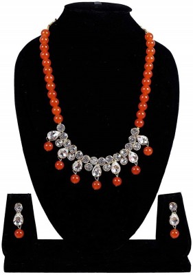 house of common Brass Brass Orange Jewellery Set(Pack of 1)