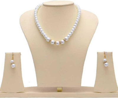 kashvi pearls and jewellers Mother of Pearl Gold-plated White Jewellery Set(Pack of 1)
